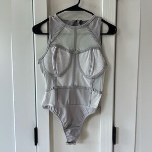 Maniere De Voir | Grey Mesh Bodysuit